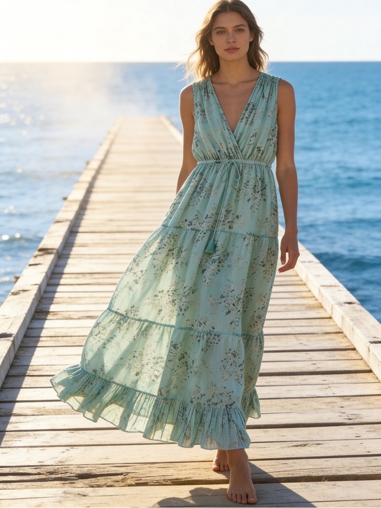 massimo dutti green floral dress Light green corset with reliefs and satin cups main image 0